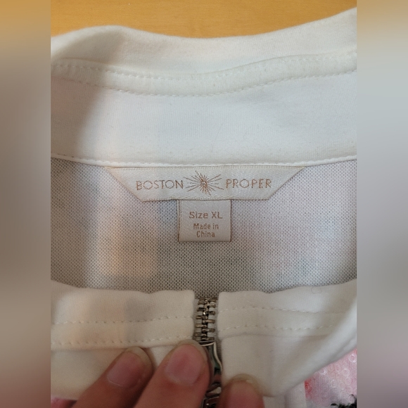 Boston Proper Brand Women's Sequin Floral Zip Up Jacket Size XL - Picture 2 of 8